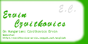 ervin czvitkovics business card